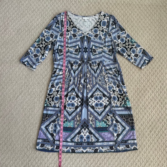 J. Jill Mosaic Floral Jersey Knit Shift Dress Med Stretchy Comfy Classic Casual - Picture 10 of 11